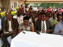 Minister Jim Muhwezi commends Bishop Rubaramira for championing dev’t