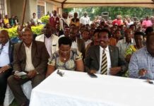 Minister Jim Muhwezi commends Bishop Rubaramira for championing dev’t